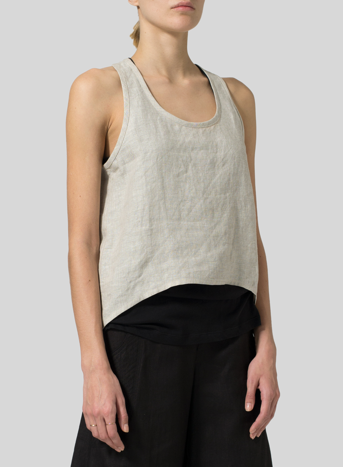 Linen Cropped Tank Top Plus Size