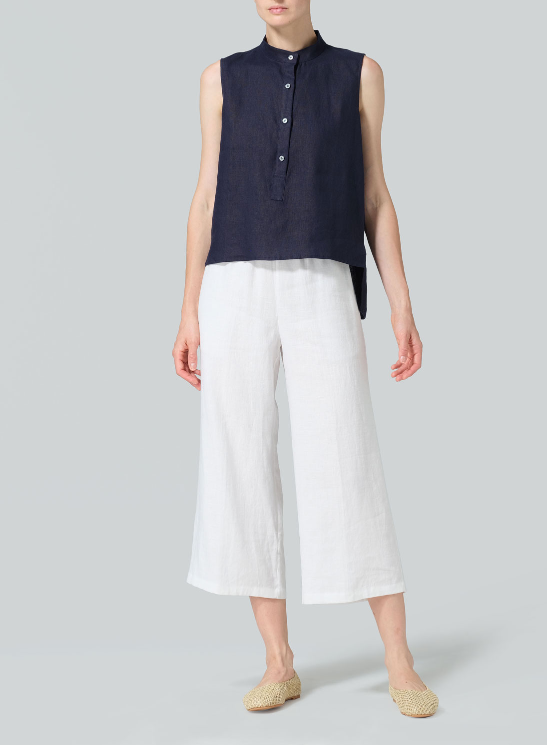 Linen Mandarin Collar Vest
