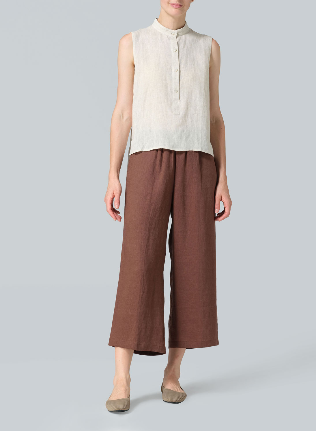 Linen Mandarin Collar Vest