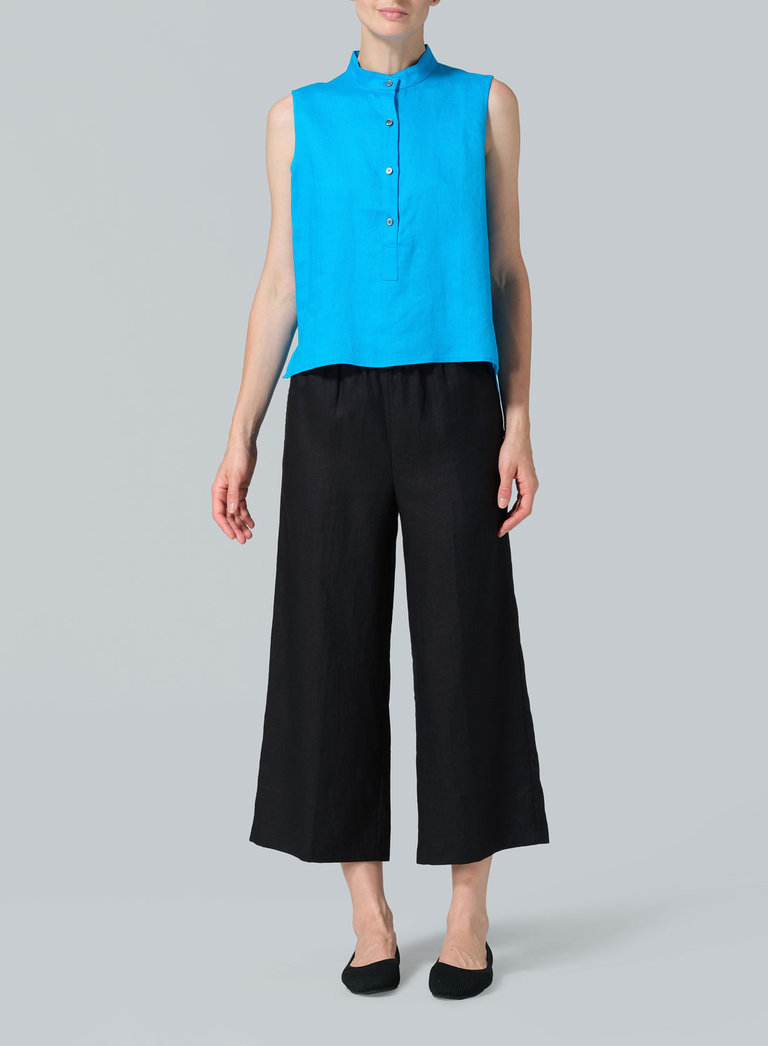 Jacquard Linen Mandarin Collar Vest