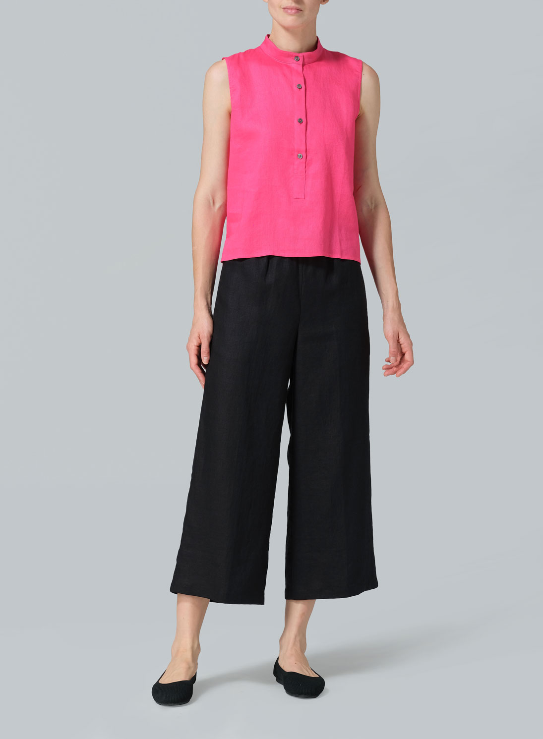 Jacquard Linen Mandarin Collar Vest