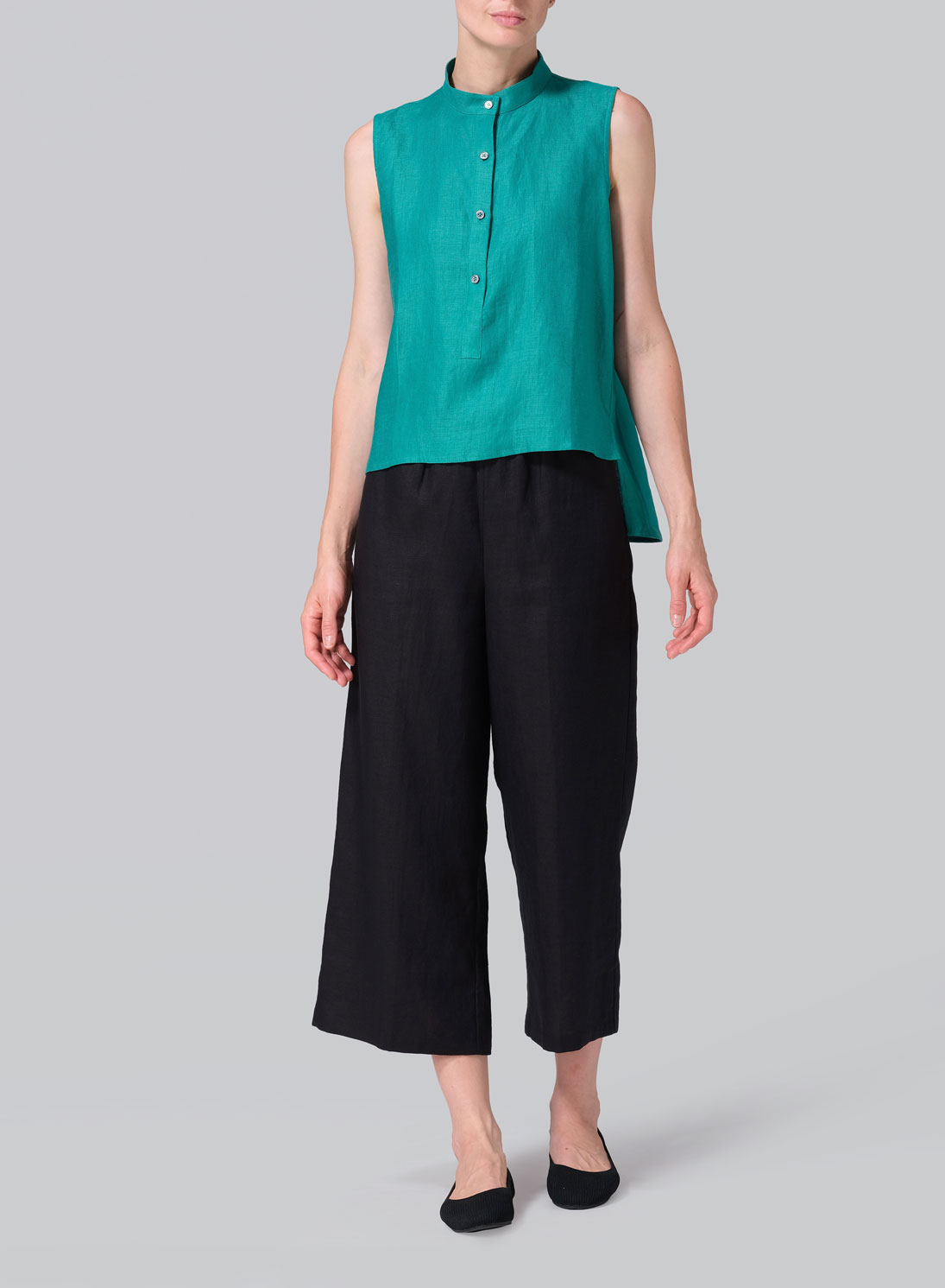 Jacquard Linen Mandarin Collar Vest