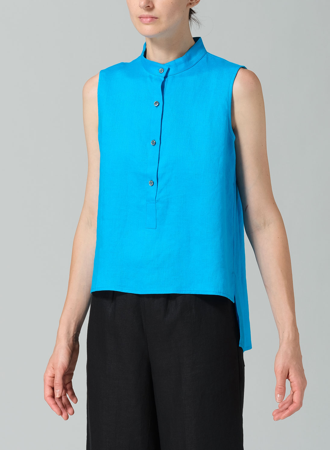 Jacquard Linen Mandarin Collar Vest
