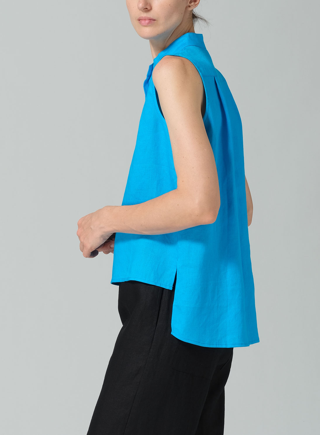 Jacquard Linen Mandarin Collar Vest