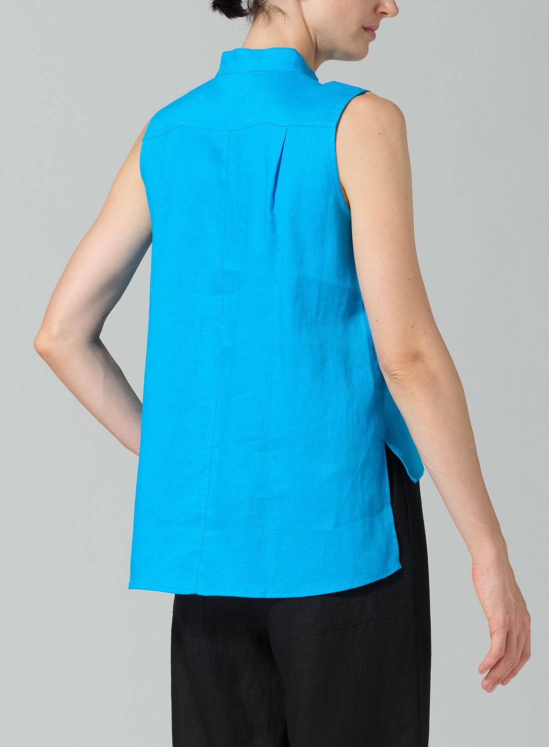 Jacquard Linen Mandarin Collar Vest
