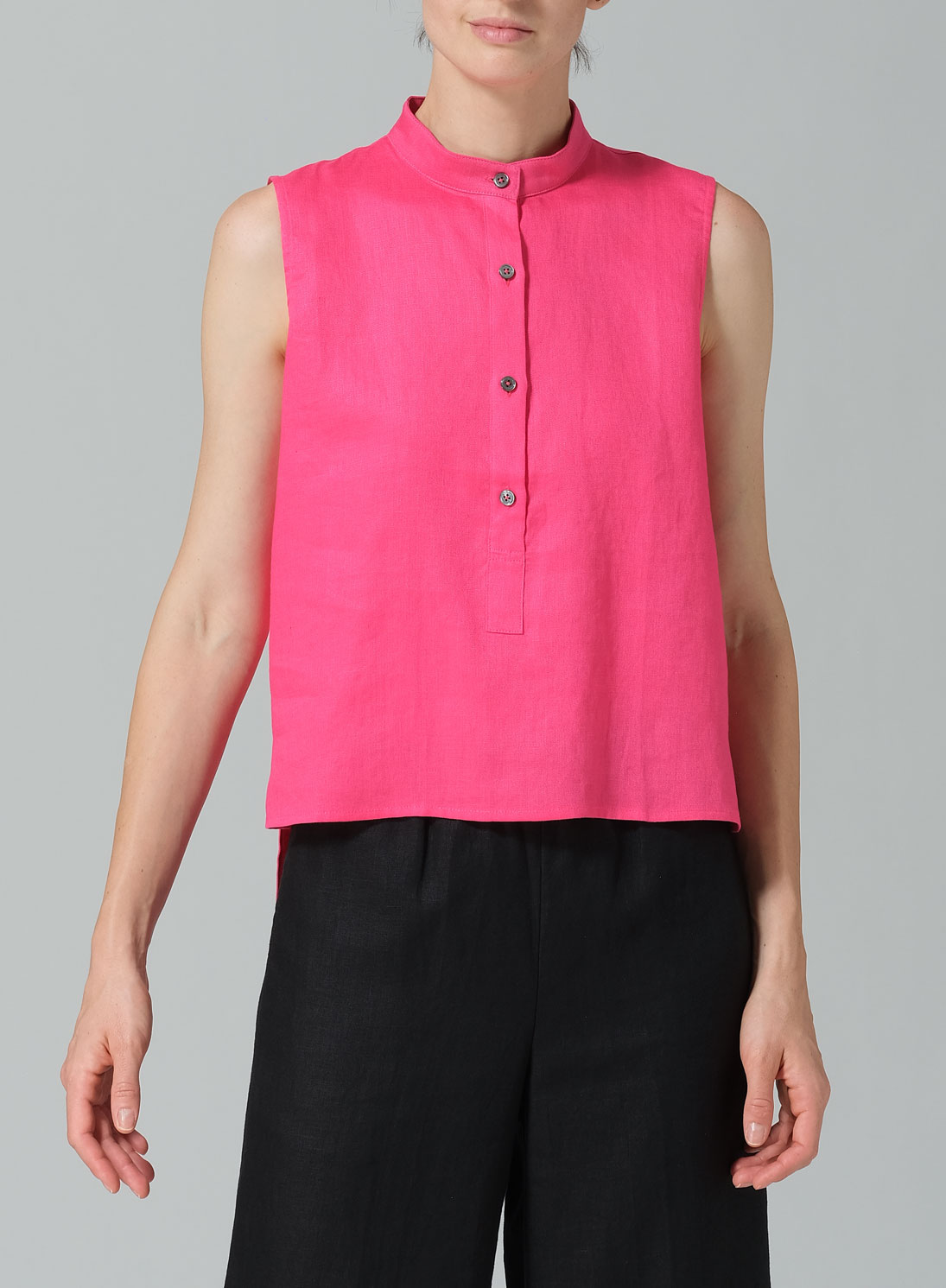 Jacquard Linen Mandarin Collar Vest