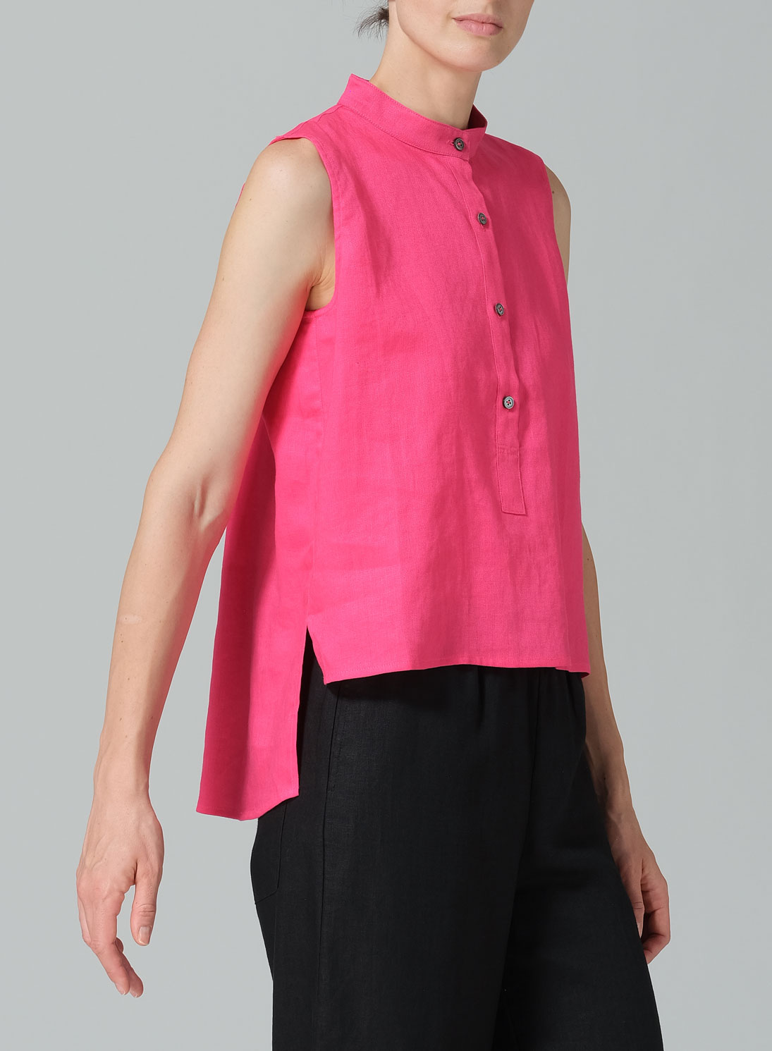 Jacquard Linen Mandarin Collar Vest