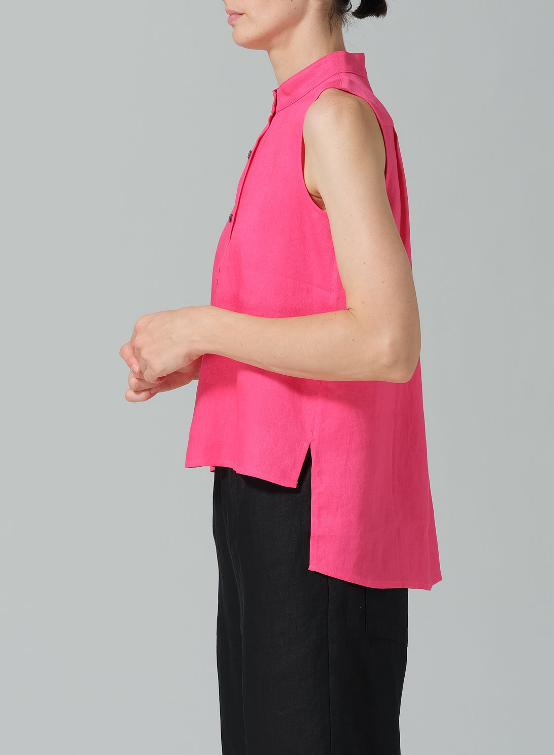 Jacquard Linen Mandarin Collar Vest