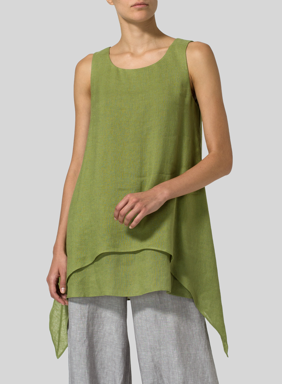 Linen Gauze Sleeveless Layered Top